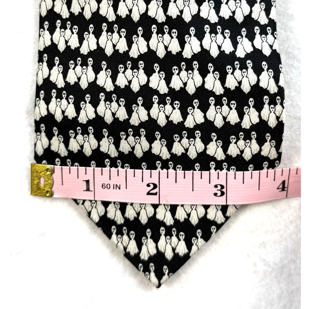 Museum Artifacts silk tie Ghosts Halloween black white
